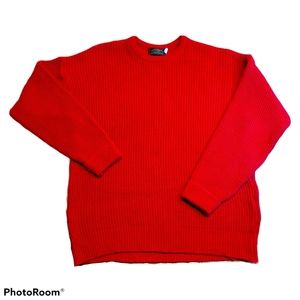 Eddie Bauer Red Men's Vintage Chunky Knit Sweater